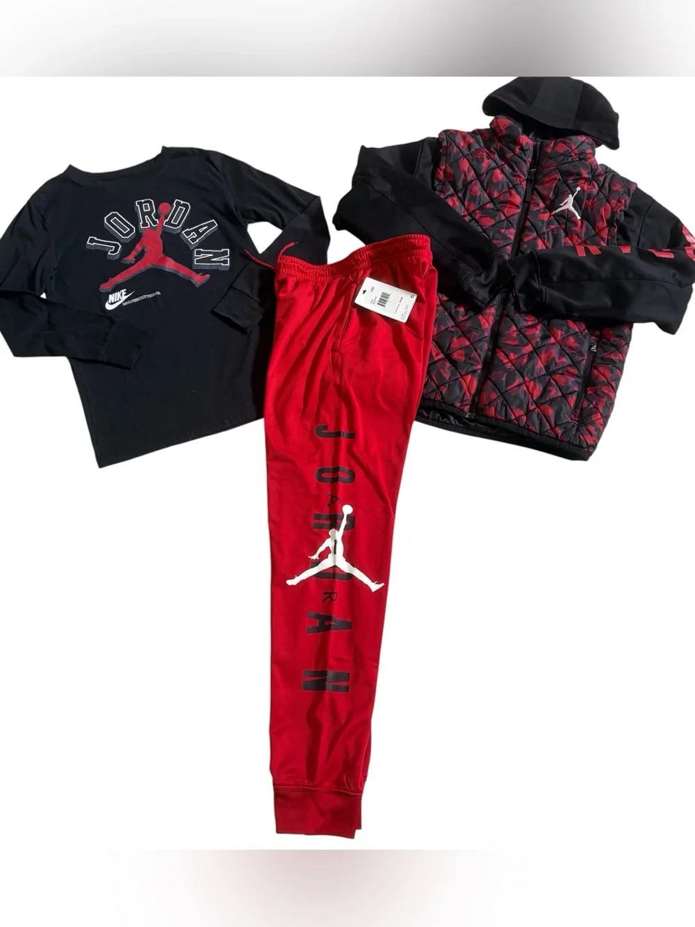 🔥 NIKE AIR JORDAN BOYS SIZE LARGE TOPS, HOODIES & JOGGERS CLOTHING BUNDLE!